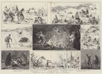 Croquis dans un camp de chasse au sanglier au Maroc